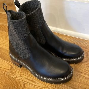 Black boots: combat style, woman’s size 9. From Target, worn once.